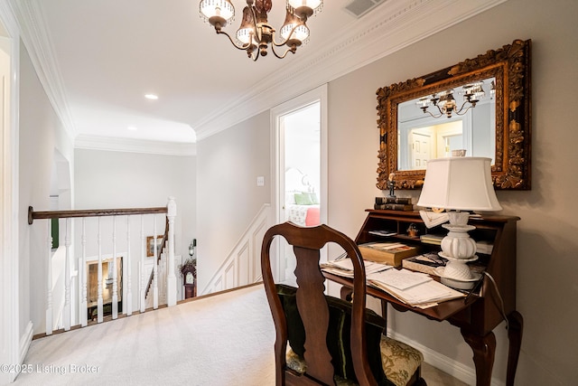 15018 Forest Oaks Dr, Louisville, KY 40245 - dining room featuring a chandelier, crown molding, and recessed lighting