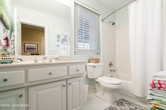 15018 Forest Oaks Dr, Louisville, KY 40245 - bathroom with shower / tub combo with curtain, vanity, and tile patterned floors