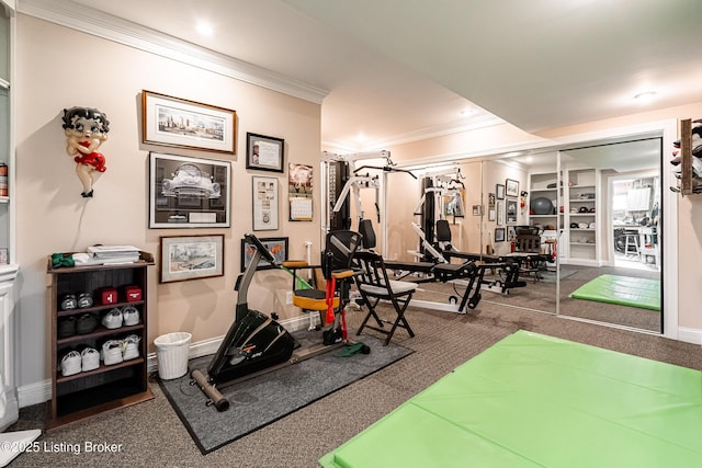 15018 Forest Oaks Dr, Louisville, KY 40245 - exercise area featuring ornamental molding and recessed lighting