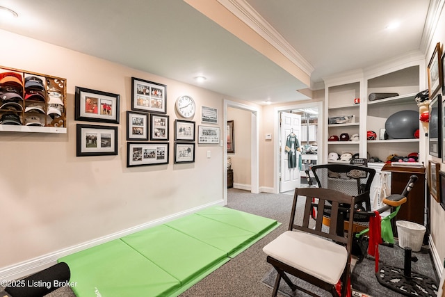 15018 Forest Oaks Dr, Louisville, KY 40245 - playroom with carpet floors and ornamental molding