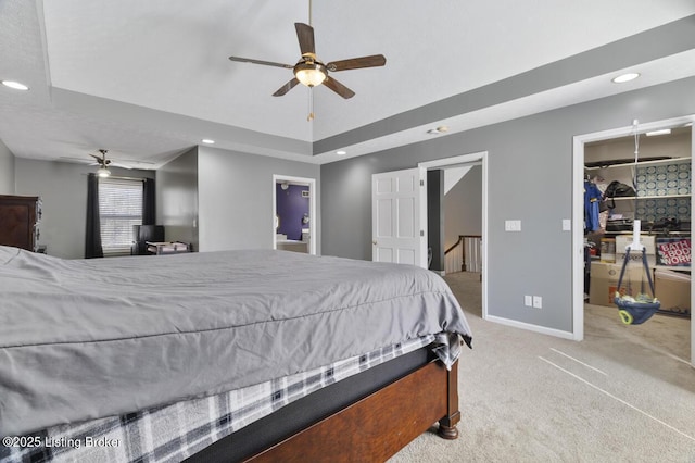 236 Running Creek Dr, Shepherdsville, KY 40165 - bedroom with recessed lighting, carpet, a raised ceiling, a spacious closet, and a closet