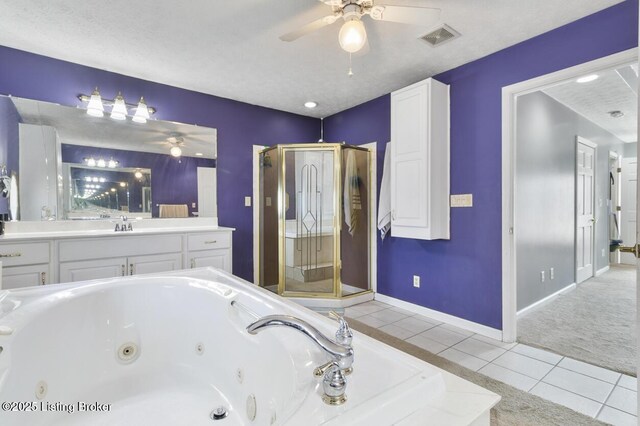 236 Running Creek Dr, Shepherdsville, KY 40165 - bathroom featuring a ceiling fan, tile patterned floors, and a jetted tub