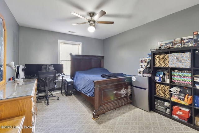 236 Running Creek Dr, Shepherdsville, KY 40165 - bedroom with a desk, light colored carpet, and ceiling fan