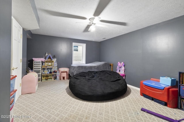 236 Running Creek Dr, Shepherdsville, KY 40165 - bedroom featuring a textured ceiling, carpet, and a ceiling fan