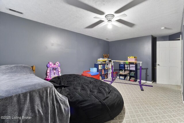 236 Running Creek Dr, Shepherdsville, KY 40165 - carpeted bedroom featuring a textured ceiling and a ceiling fan