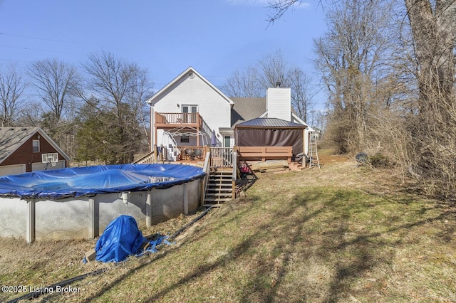 236 Running Creek Dr, Shepherdsville, KY 40165 - view of grassy yard with a deck, stairway, a gazebo, and a covered pool