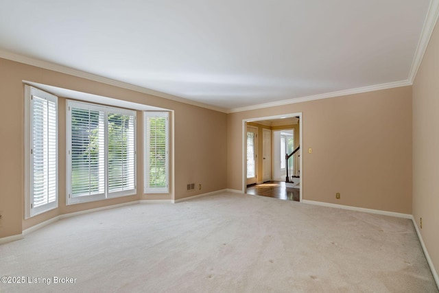 163 Ridgewood Dr, Pewee Valley, KY 40056 - unfurnished room with ornamental molding, healthy amount of natural light, and carpet floors