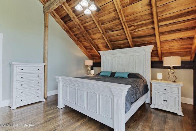 1575 Ochs Ln, Bloomfield, KY 40008 - bedroom featuring wooden ceiling and dark wood-type flooring