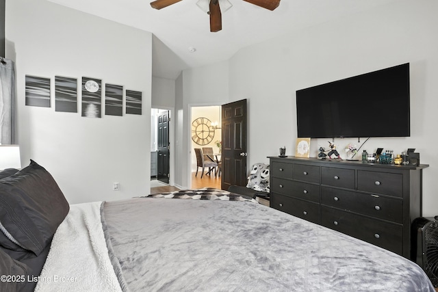 10500 Mcmeekin Ln Unit 208, Louisville, KY 40223 - bedroom with vaulted ceiling and a ceiling fan