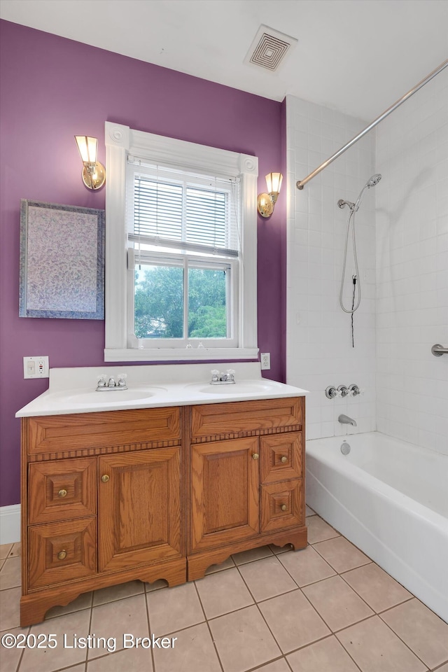 129 N Bellaire Ave, Louisville, KY 40206 - bathroom with shower / washtub combination, tile patterned floors, and vanity