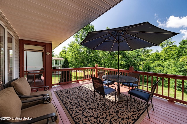 4423 Grand Cir, Crestwood, KY 40014 - wooden terrace with outdoor dining space