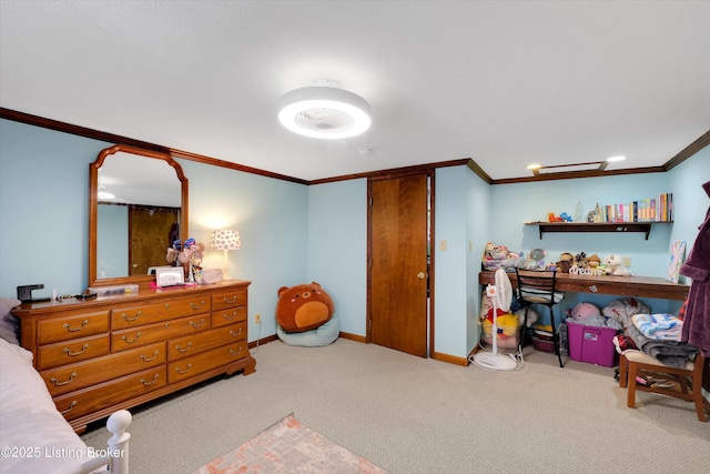 2883 Sweeney Ln, Pleasureville, KY 40057 - carpeted bedroom featuring crown molding