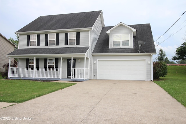 105 Wayne Way, Radcliff, KY 40160 - view of front of property with concrete driveway, a porch, a front yard, and an attached garage