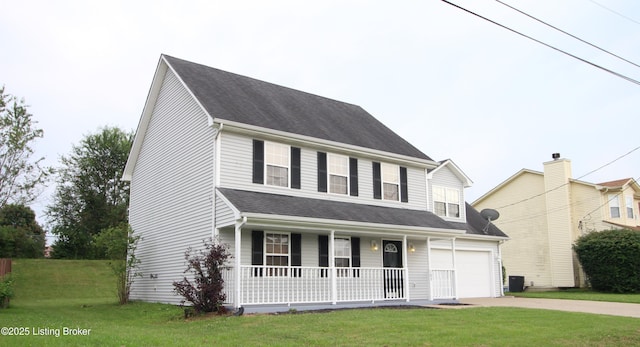 105 Wayne Way, Radcliff, KY 40160 - traditional home with covered porch, a front lawn, concrete driveway, and an attached garage