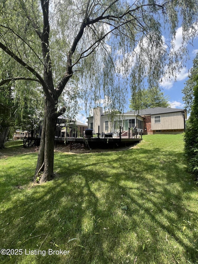 12112 Alpine Way, Goshen, KY 40026 - view of green lawn featuring a deck