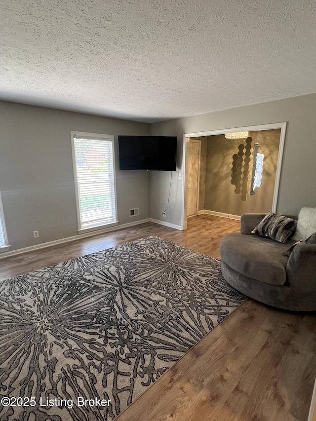 12112 Alpine Way, Goshen, KY 40026 - unfurnished living room with wood finished floors and a textured ceiling