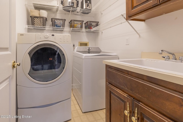 7005 New Bern Ct, Prospect, KY 40059 - washroom with washing machine and dryer, cabinet space, and light floors
