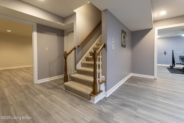 7005 New Bern Ct, Prospect, KY 40059 - stairway with wood finished floors and recessed lighting