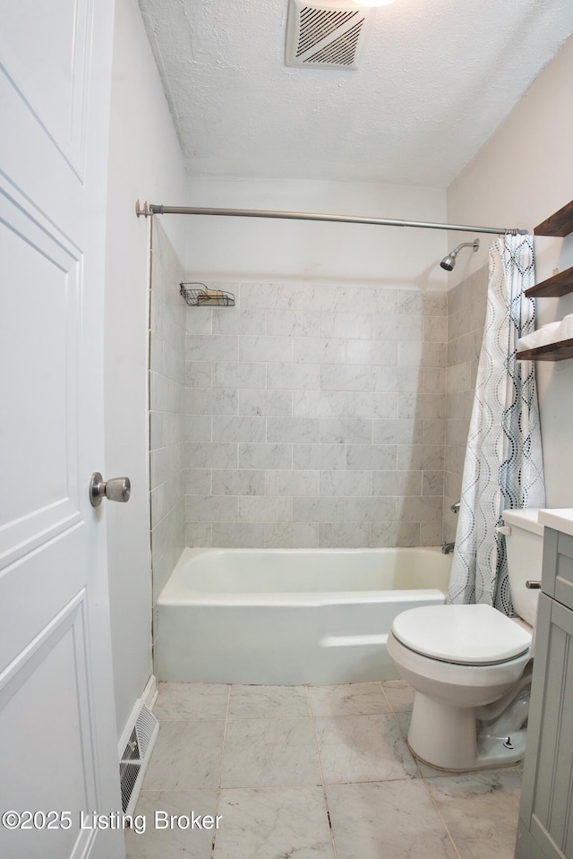 1397 Dotland Cir, Shelbyville, KY 40065 - bathroom with shower / bath combo, vanity, and a textured ceiling