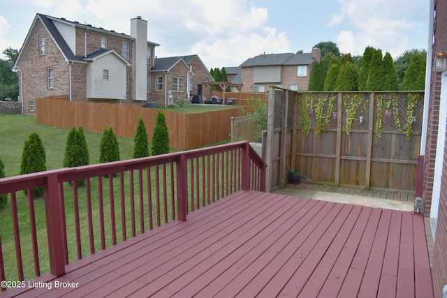 304 Doe Run, Sellersburg, IN 47172 - wooden terrace featuring a fenced backyard and a residential view