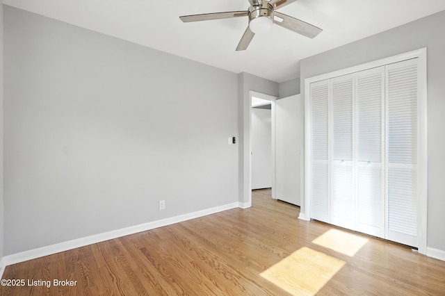 6505 Ridge Cliff Rd, Hollow Creek, KY 40228 - unfurnished bedroom featuring light wood finished floors, a closet, and ceiling fan