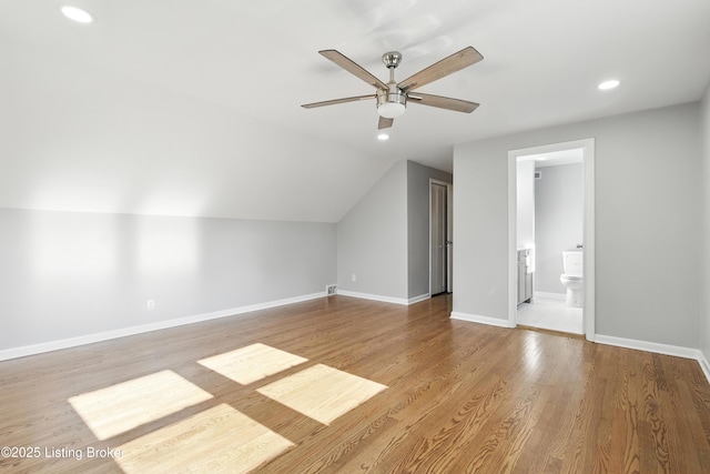 6505 Ridge Cliff Rd, Hollow Creek, KY 40228 - bonus room with ceiling fan, recessed lighting, wood finished floors, and vaulted ceiling
