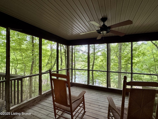 796 Lake Forest Ln, Westview, KY 40178 - sunroom featuring ceiling fan, healthy amount of natural light, and a view of trees