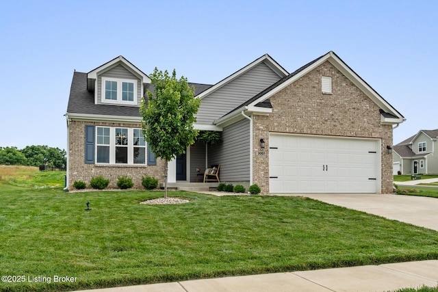 3001 Opal Dr, Shelbyville, KY 40065 - view of front of home with driveway, brick siding, and a front lawn