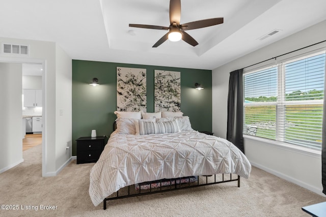 3001 Opal Dr, Shelbyville, KY 40065 - bedroom featuring carpet floors, a tray ceiling, and ceiling fan