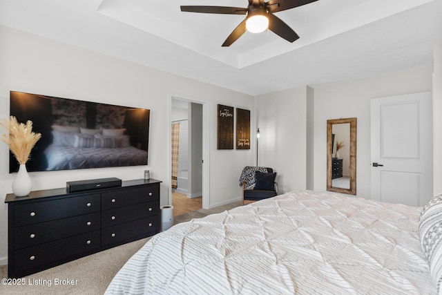 3001 Opal Dr, Shelbyville, KY 40065 - carpeted bedroom with a raised ceiling and a ceiling fan