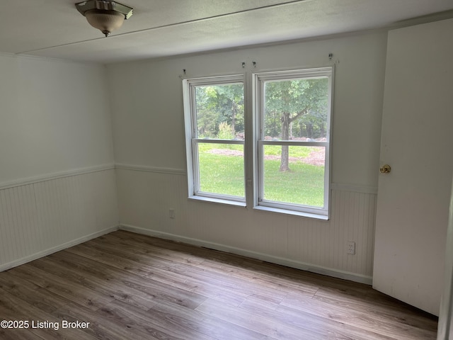 140 Bluegrass Dr, Taylorsville, KY 40071 - spare room featuring wainscoting, wood finished floors, and plenty of natural light