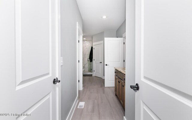 121 Liam Ct, Shepherdsville, KY 40165 - bathroom with vanity, a stall shower, and recessed lighting