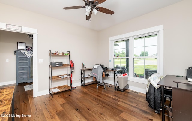 121 Liam Ct, Shepherdsville, KY 40165 - office with wood finished floors and a ceiling fan
