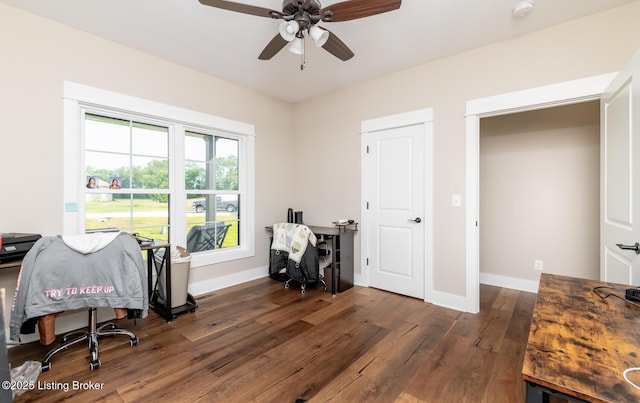 121 Liam Ct, Shepherdsville, KY 40165 - home office featuring wood-type flooring and ceiling fan