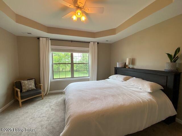 121 Redwood Dr, Bardstown, KY 40004 - carpeted bedroom featuring a raised ceiling and ceiling fan