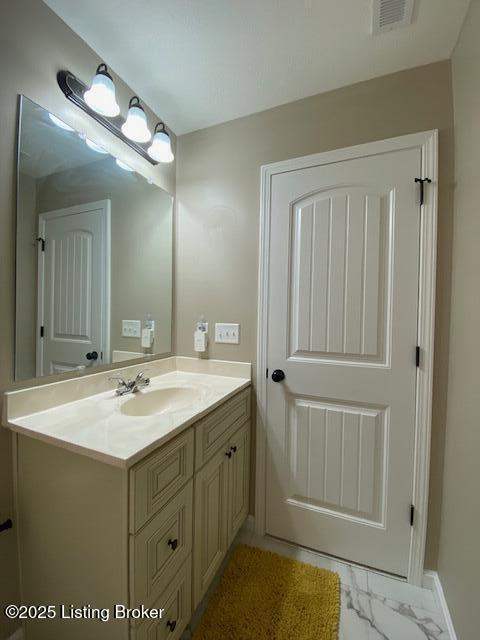 121 Redwood Dr, Bardstown, KY 40004 - bathroom featuring vanity and marble look tile flooring