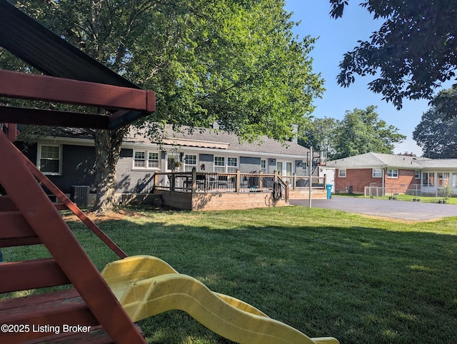 7206 Arrowwood Rd, Louisville, KY 40222 - view of green lawn with a deck