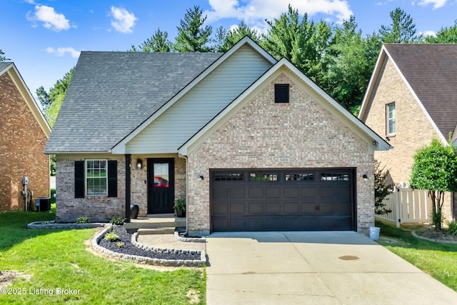 508 Auburn Oaks Dr, Louisville, KY 40214 - view of front of home with an attached garage, brick siding, concrete driveway, and roof with shingles