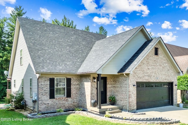 508 Auburn Oaks Dr, Louisville, KY 40214 - view of front of house featuring an attached garage, brick siding, concrete driveway, and roof with shingles