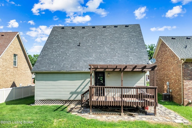 508 Auburn Oaks Dr, Louisville, KY 40214 - rear view of house with a pergola, a wooden deck, and roof with shingles
