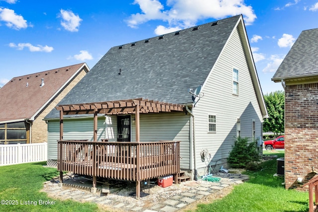508 Auburn Oaks Dr, Louisville, KY 40214 - rear view of property featuring a pergola, a deck, and roof with shingles