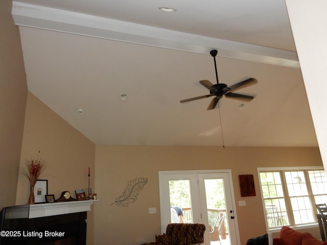 193 Pare Ct, Shepherdsville, KY 40165 - detailed view of a ceiling fan, recessed lighting, and a fireplace
