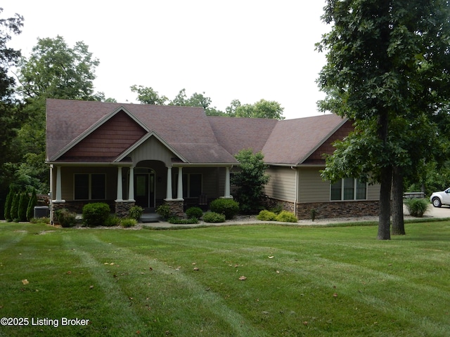 193 Pare Ct, Shepherdsville, KY 40165 - craftsman-style house featuring a front yard, a porch, and stone siding