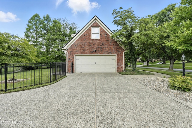12512 Kirkham Rd, Louisville, KY 40299 - view of side of property with brick siding, concrete driveway, and a garage