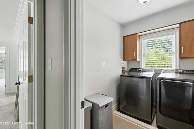 12512 Kirkham Rd, Louisville, KY 40299 - washroom featuring cabinet space, independent washer and dryer, and light tile patterned floors