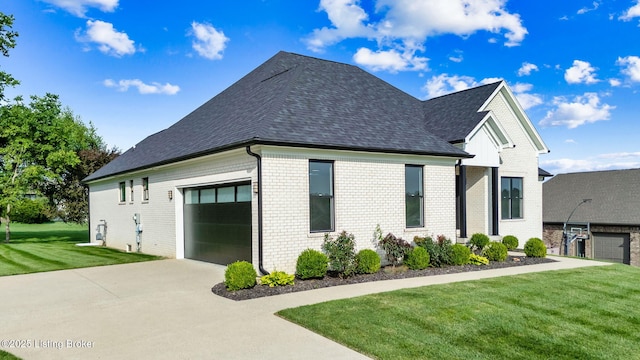 7103 Star Barn Ln, Crestwood, KY 40014 - view of home's exterior with driveway, an attached garage, a lawn, and roof with shingles