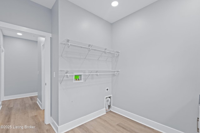 7103 Star Barn Ln, Crestwood, KY 40014 - washroom with washer hookup, wood finished floors, hookup for an electric dryer, and recessed lighting