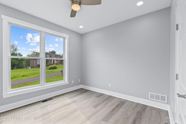 7103 Star Barn Ln, Crestwood, KY 40014 - empty room featuring wood finished floors, ceiling fan, and recessed lighting
