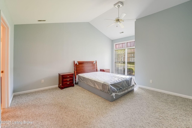 6708 Island Pointe Pl, Louisville, KY 40258 - bedroom with vaulted ceiling, carpet, and ceiling fan