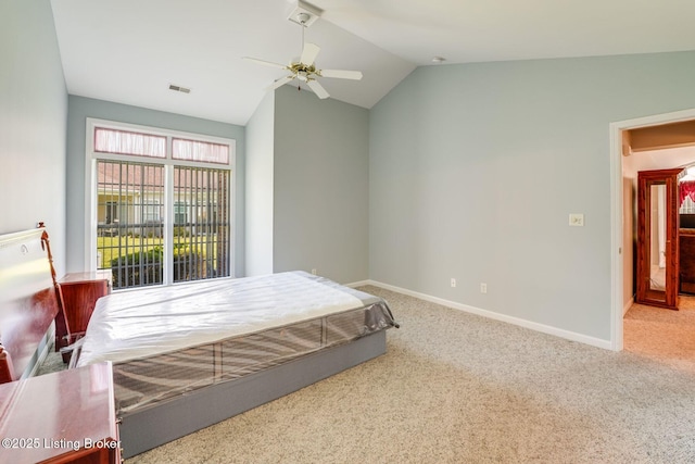 6708 Island Pointe Pl, Louisville, KY 40258 - bedroom featuring vaulted ceiling, carpet flooring, and ceiling fan